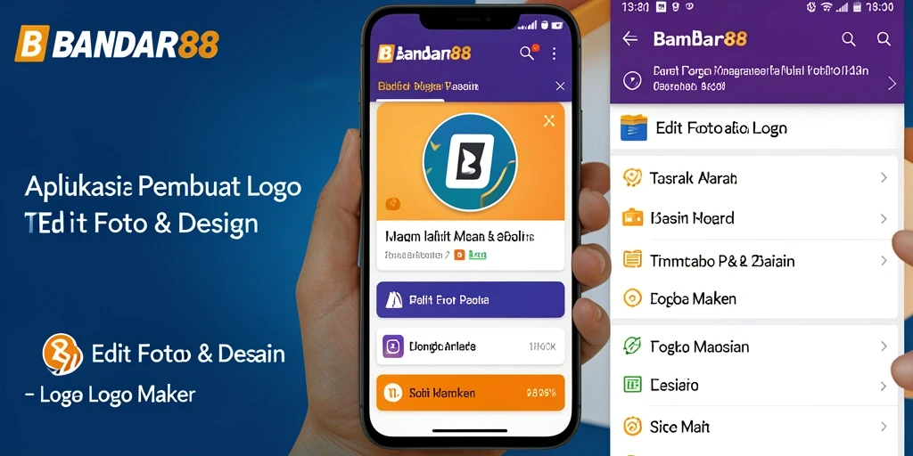 Antarmuka pengguna intuitif dan fungsi canggih dari aplikasi Logo Maker.