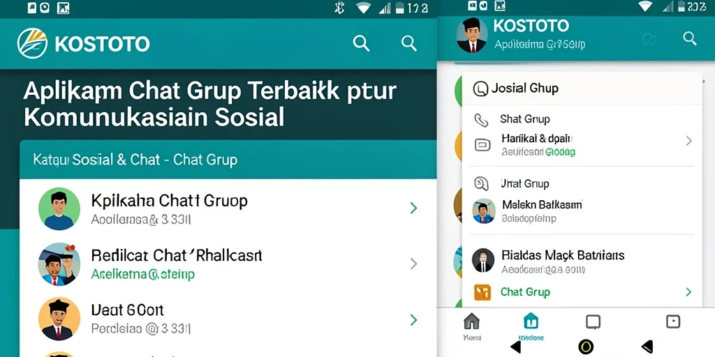 Antarmuka KOSTOTO yang menarik dan berfungsi dalam chat grup.
