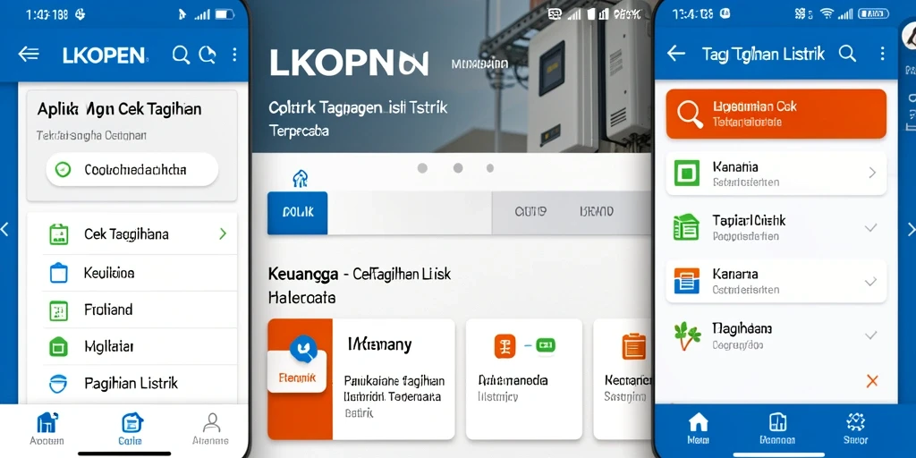 Tampilan antarmuka LKOPEN untuk cek tagihan listrik yang user-friendly.