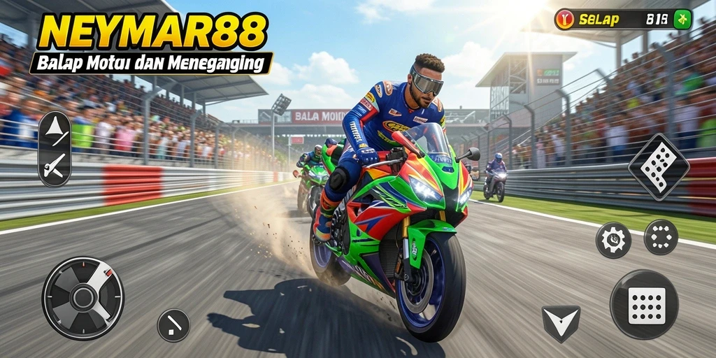 Antarmuka yang menampilkan serunya balap motor NEYMAR88.